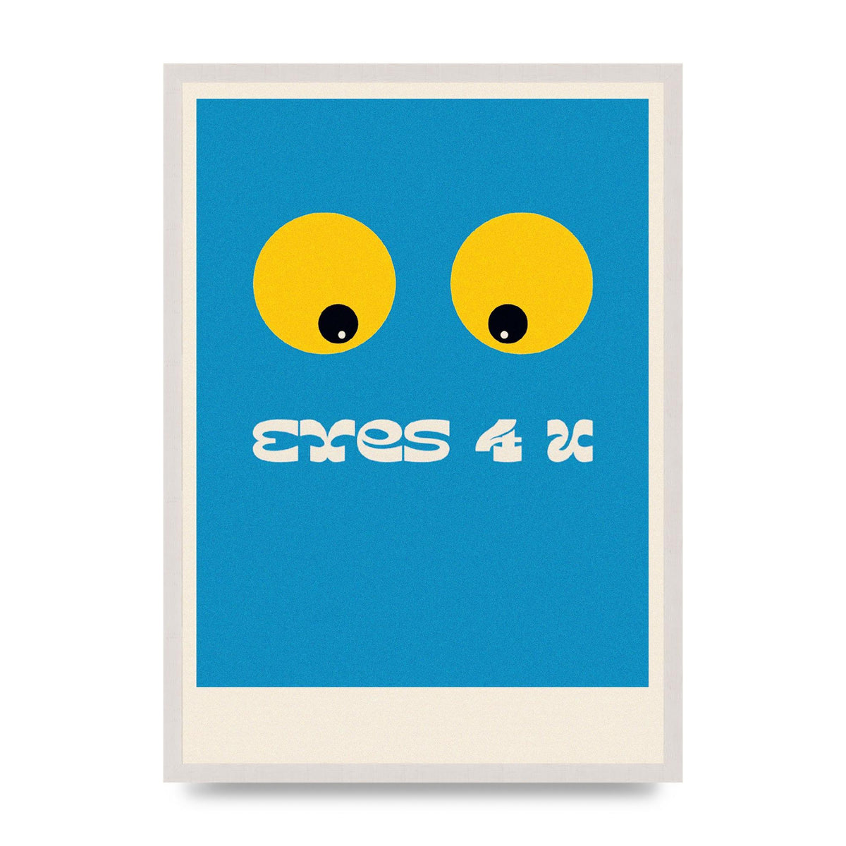 Eyes 4 U Cartoon 80's Game Style Retro Blue print in an A2 white saw cut grain frame