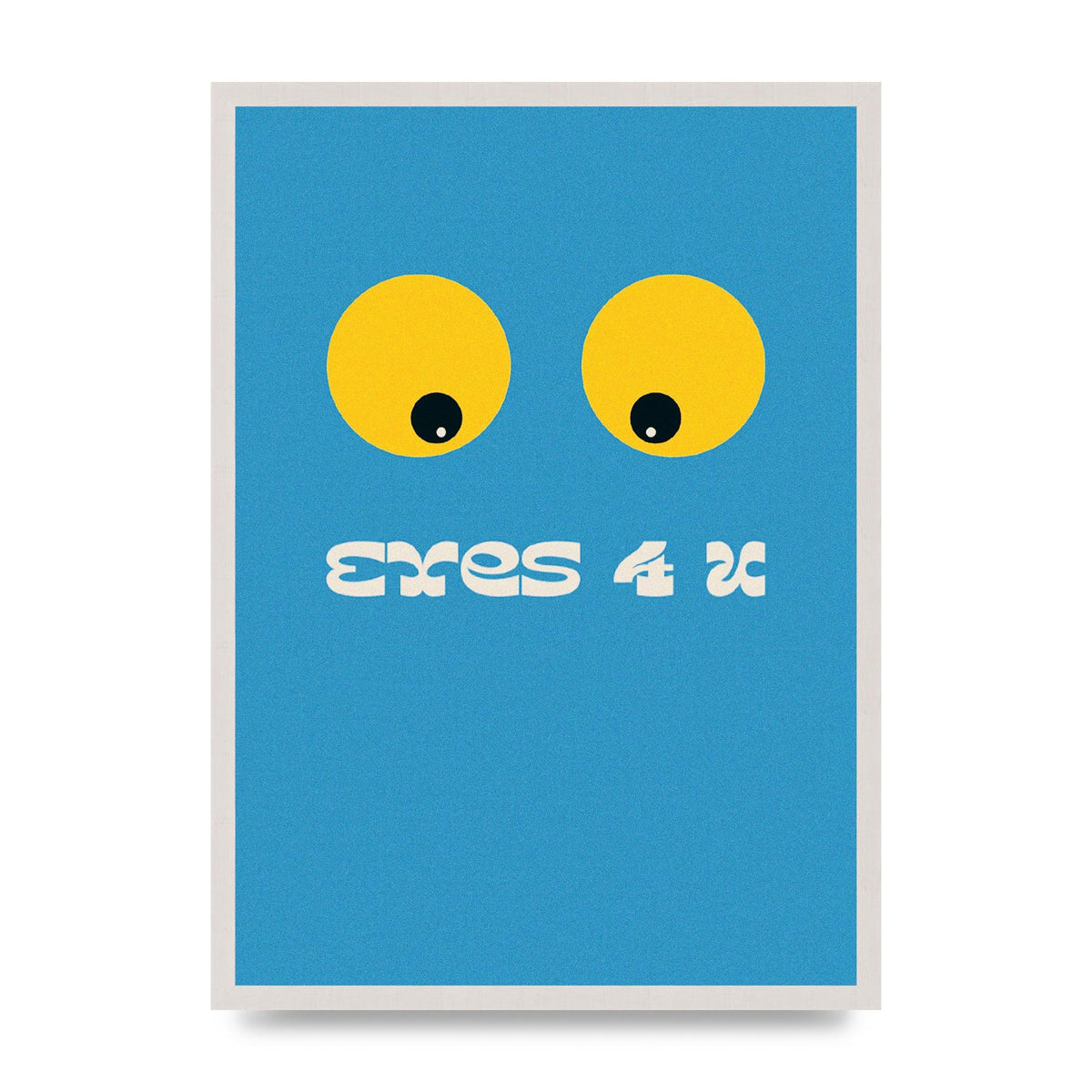 Eyes 4 U Cartoon 80's Game Style Retro print in an A2 white saw cut grain frame