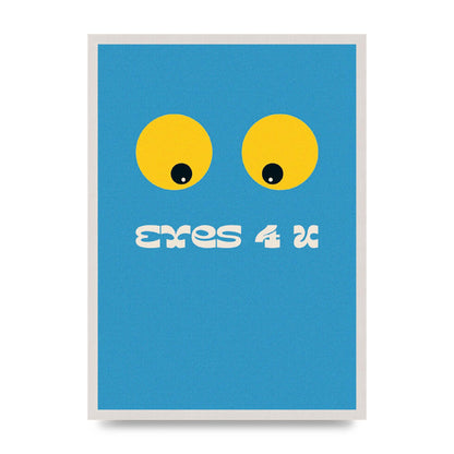 Eyes 4 U Cartoon 80's Game Style Retro print in an A2 white saw cut grain frame