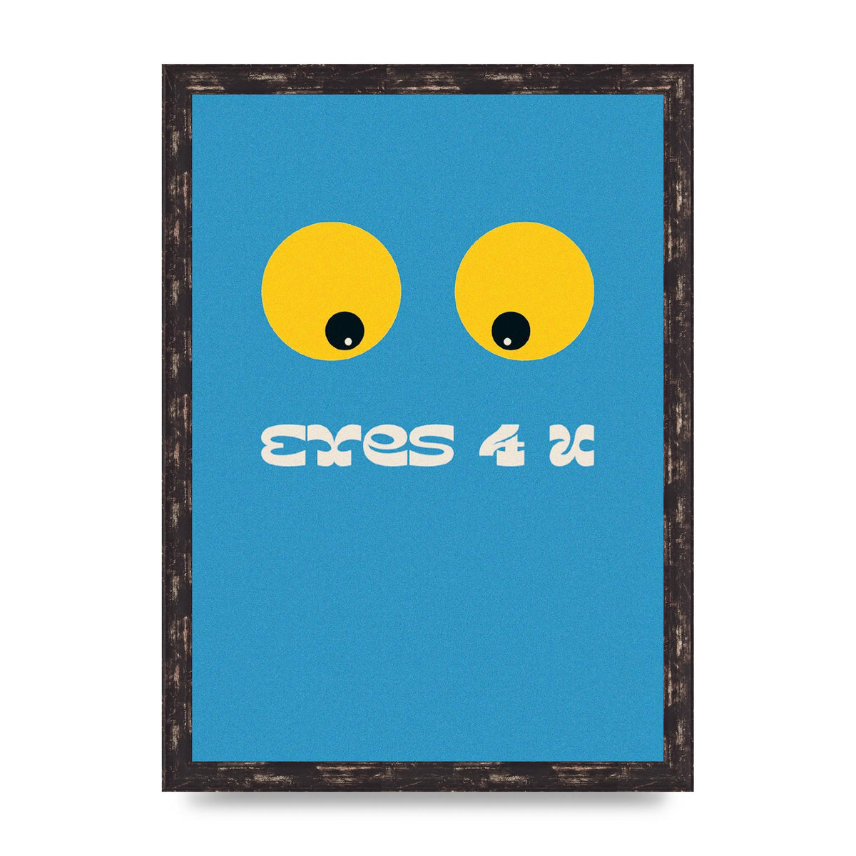 Eyes 4 U Cartoon 80's Game Style Retro Printed Poster - A3 framed