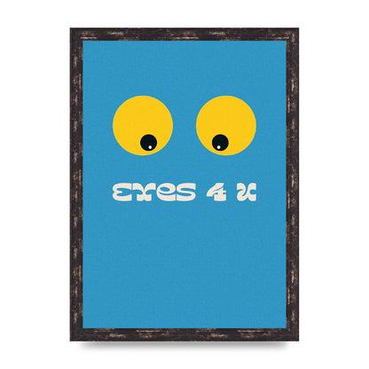 Eyes 4 U Cartoon 80's Game Style Retro Printed Poster - A3 framed