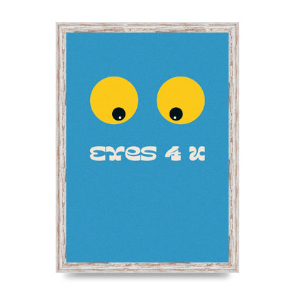 Eyes 4 U Cartoon 80's Game Style Retro Printed Poster - A3 framed