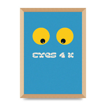 Eyes 4 U Cartoon 80's Game Style Retro Printed Poster - A3 framed