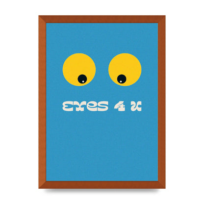 Eyes 4 U Cartoon 80's Game Style Retro Printed Poster - A3 framed
