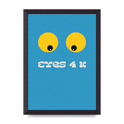 Eyes 4 U Cartoon 80's Game Style Retro Printed Poster - A3 framed