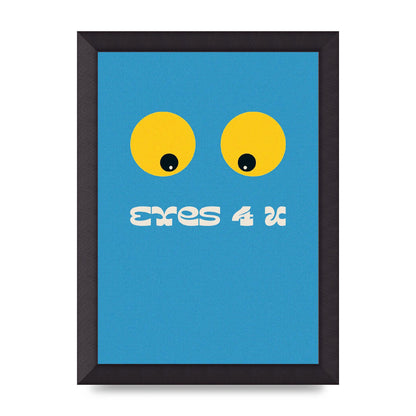 Eyes 4 U Cartoon 80's Game Style Retro Printed Poster - A4 framed