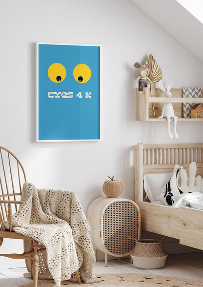 Eyes 4 U Cartoon 80's Game Style Retro Printed Poster - nursery 1