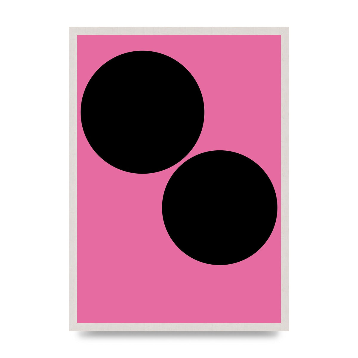 Minimalist Pink Black Circle Wall Art - A2 framed