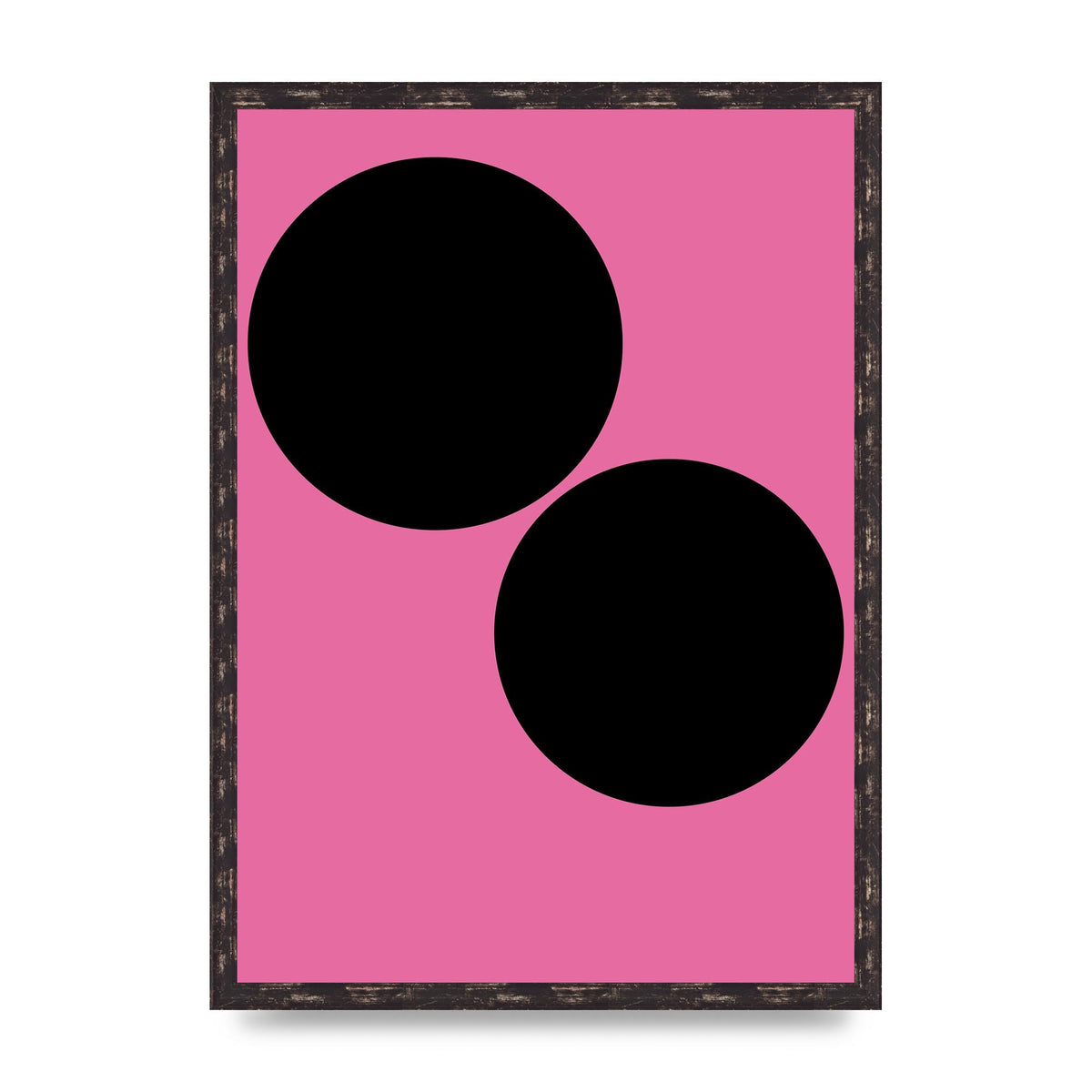 Minimalist Pink Black Circle Wall Art - A2 framed
