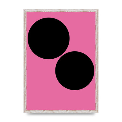 Minimalist Pink Black Circle Wall Art - A2 framed