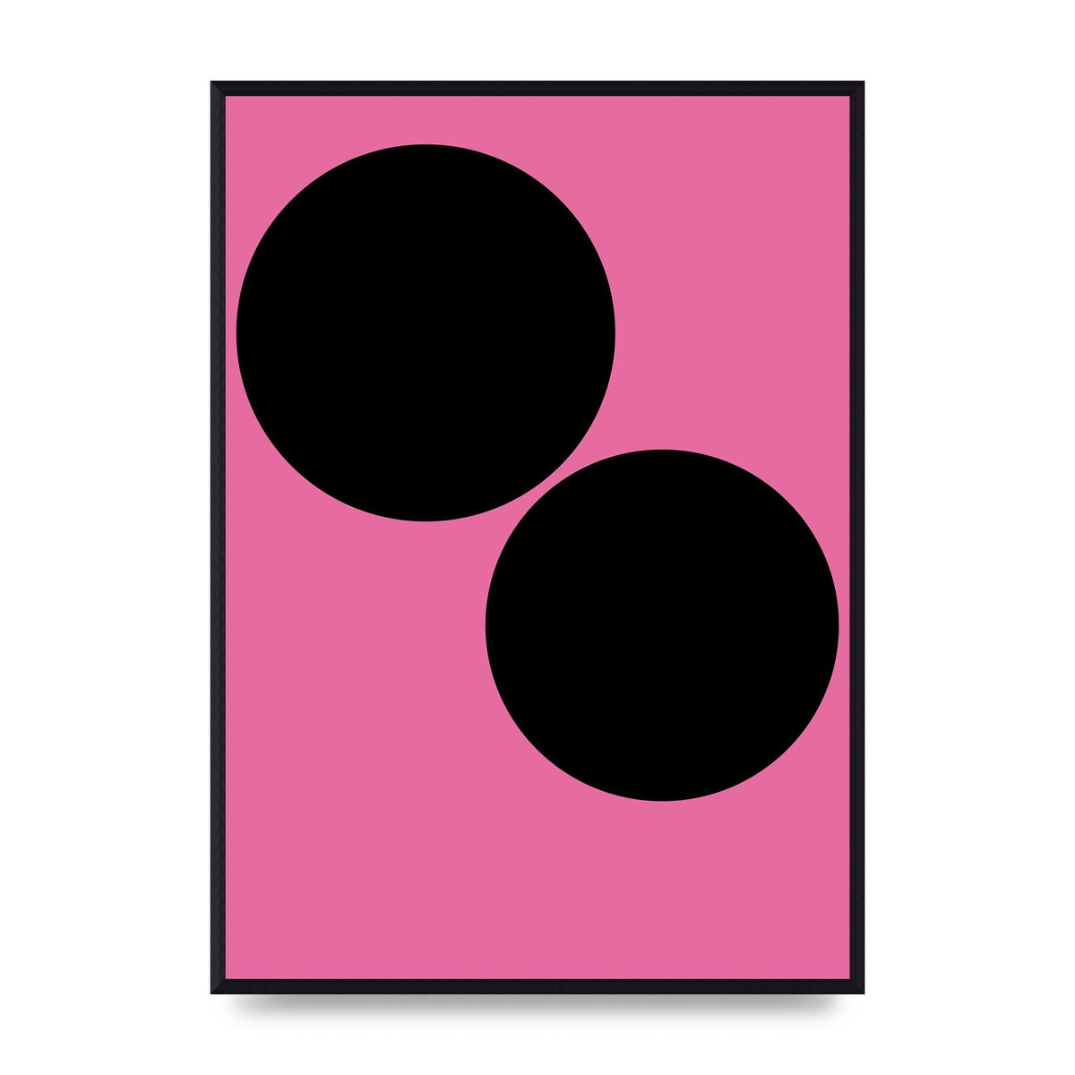 Minimalist Pink Black Circle Wall Art - A2 framed
