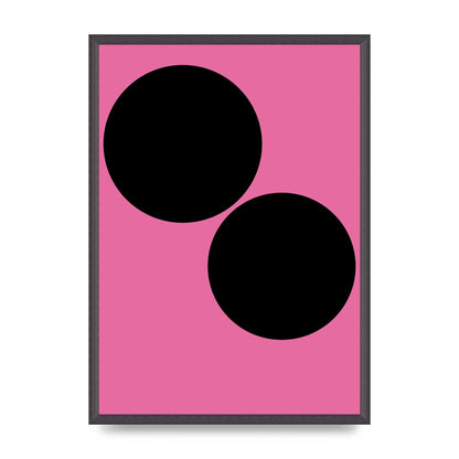 Minimalist Pink Black Circle Wall Art - A2 framed