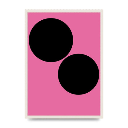 Minimalist Pink Black Circle Wall Art - A2 framed