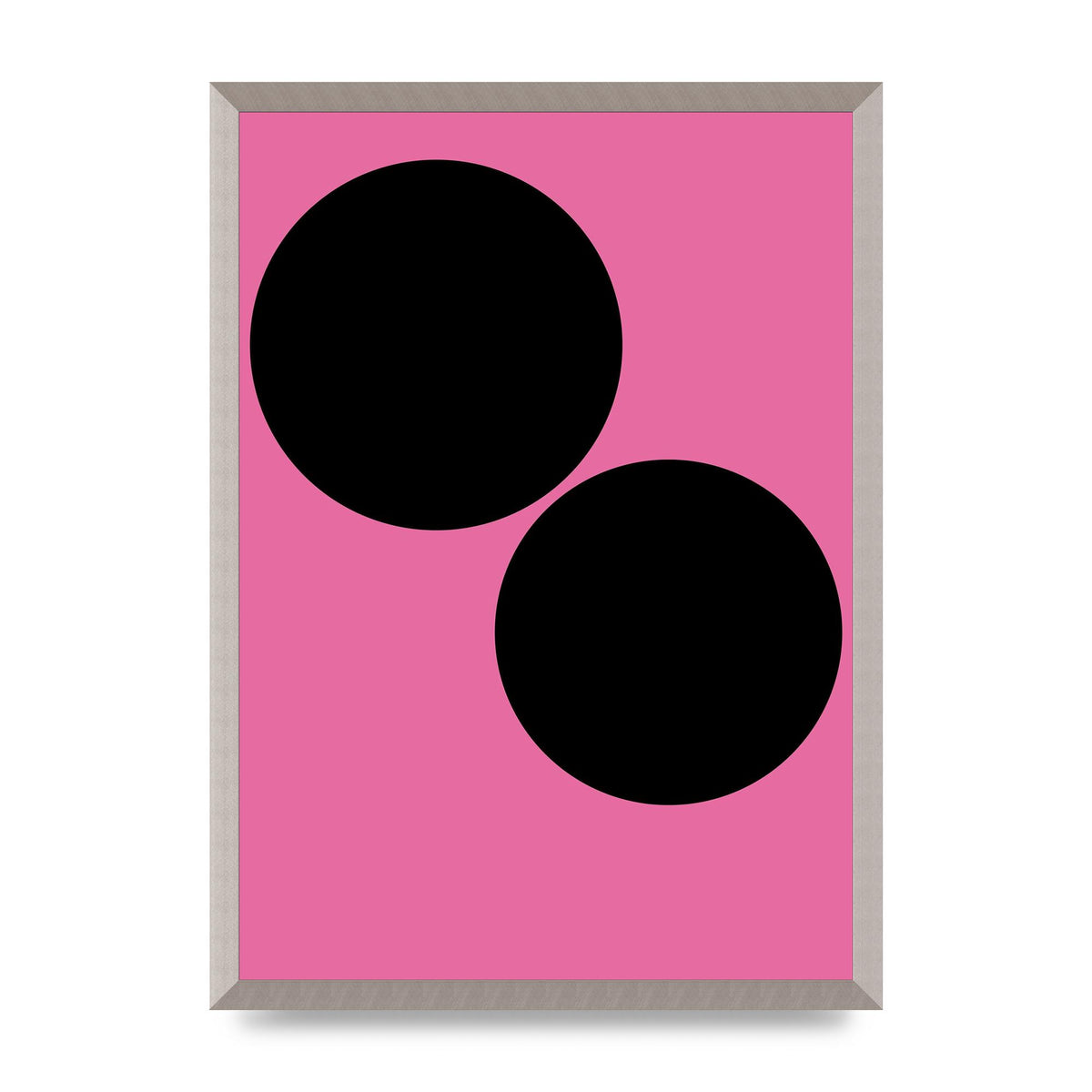 Minimalist Pink Black Circle Wall Art - A2 framed