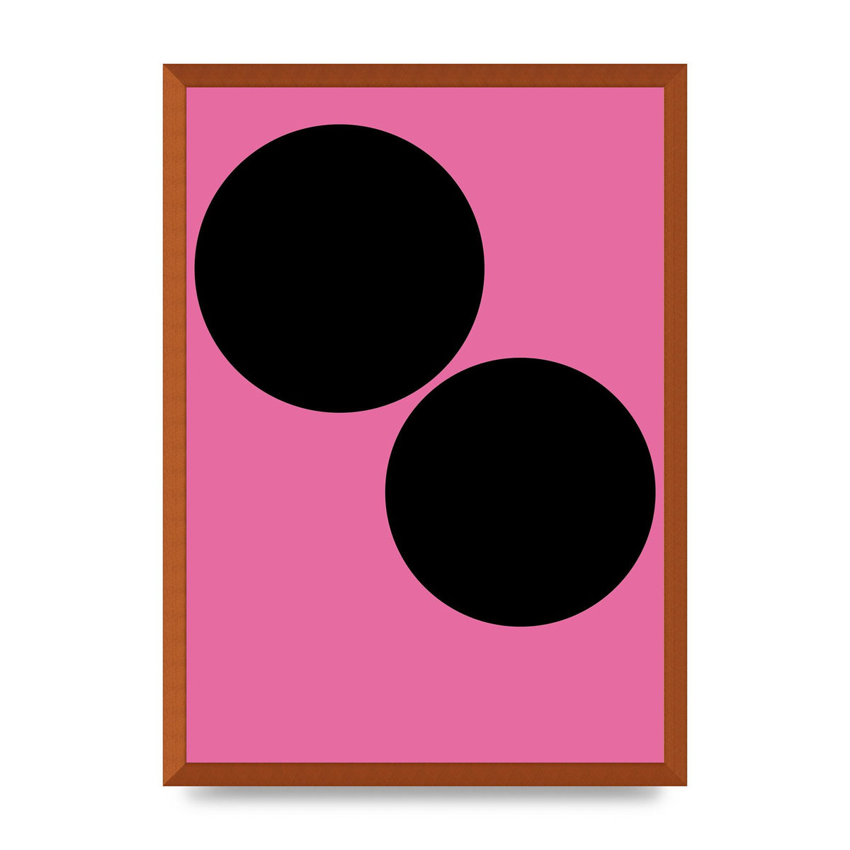 Minimalist Pink Black Circle Wall Art - A2 framed