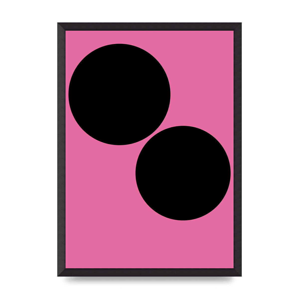 Minimalist Pink Black Circle Wall Art - A2 framed