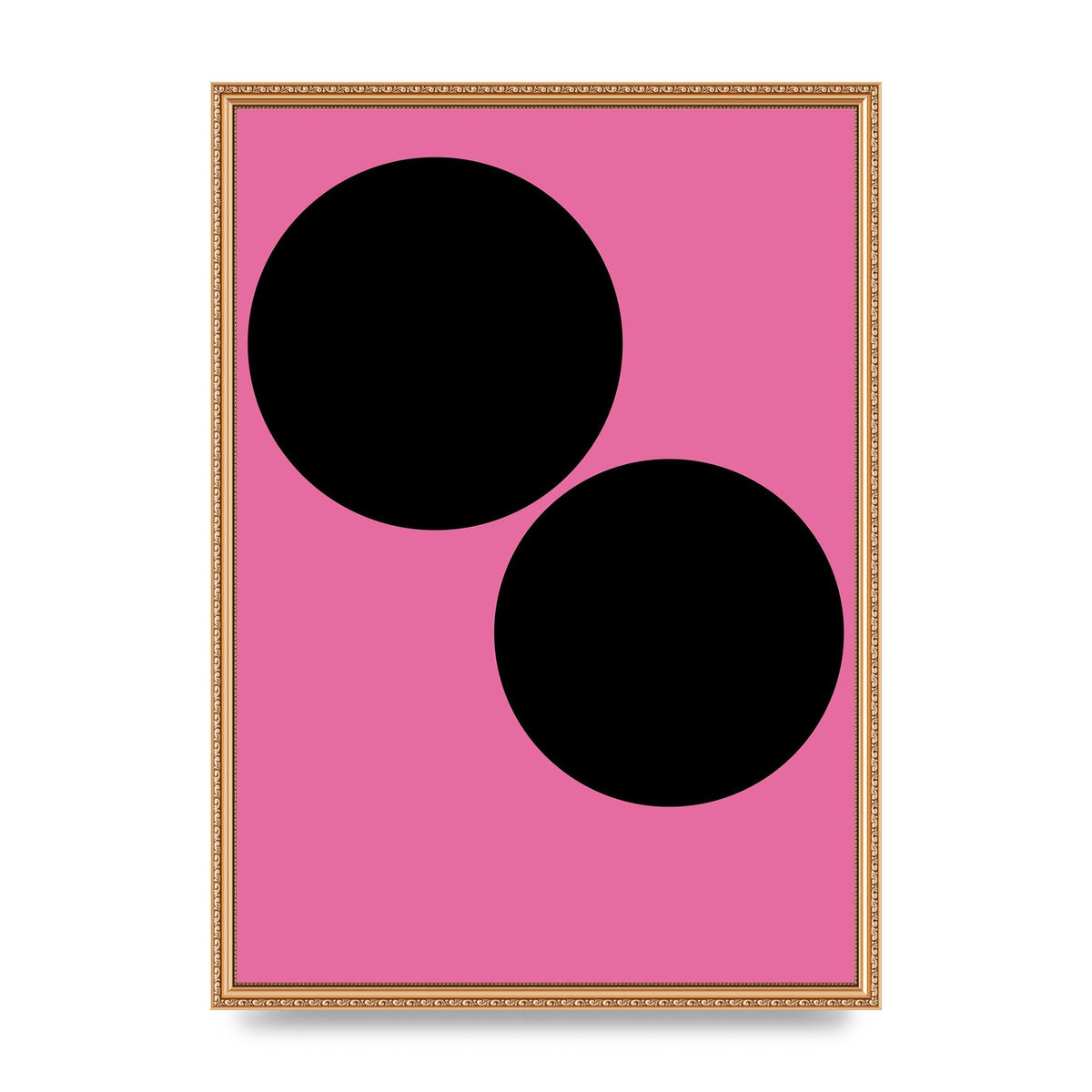 Minimalist Pink Black Circle Wall Art - A2 framed