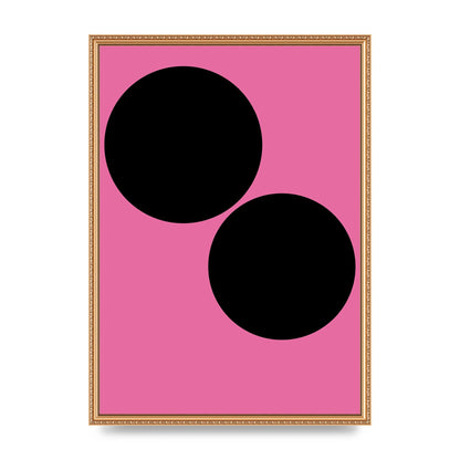 Minimalist Pink Black Circle Wall Art - A2 framed