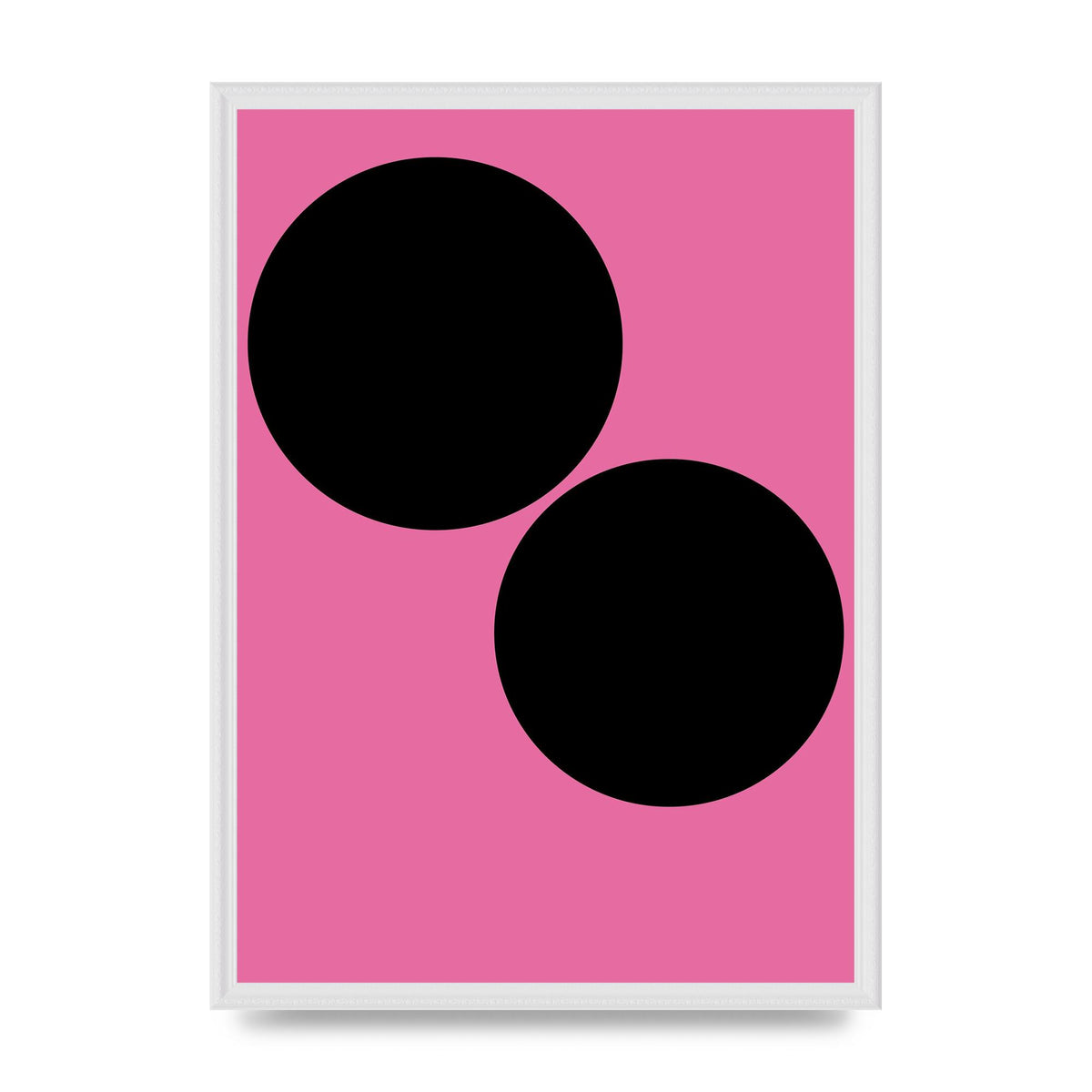 Minimalist Pink Black Circle Wall Art - A2 framed
