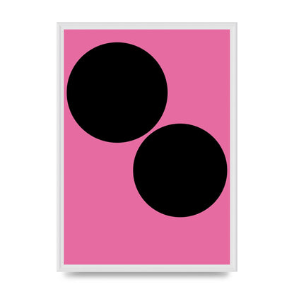 Minimalist Pink Black Circle Wall Art - A2 framed