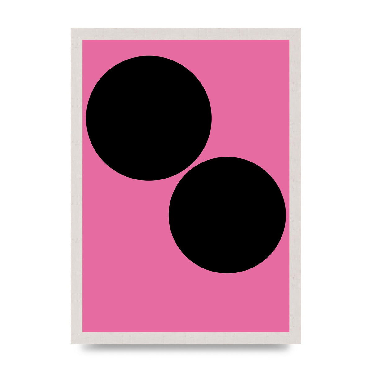 Minimalist Pink Black Circle Wall Art - A3 framed