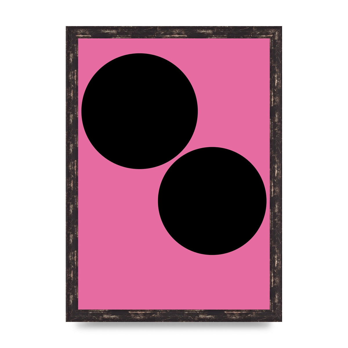 Minimalist Pink Black Circle Wall Art - A3 framed