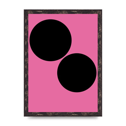Minimalist Pink Black Circle Wall Art - A3 framed