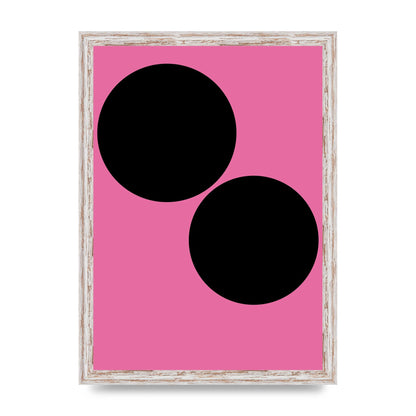 Minimalist Pink Black Circle Wall Art - A3 framed
