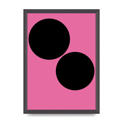 Minimalist Pink Black Circle Wall Art - A3 framed