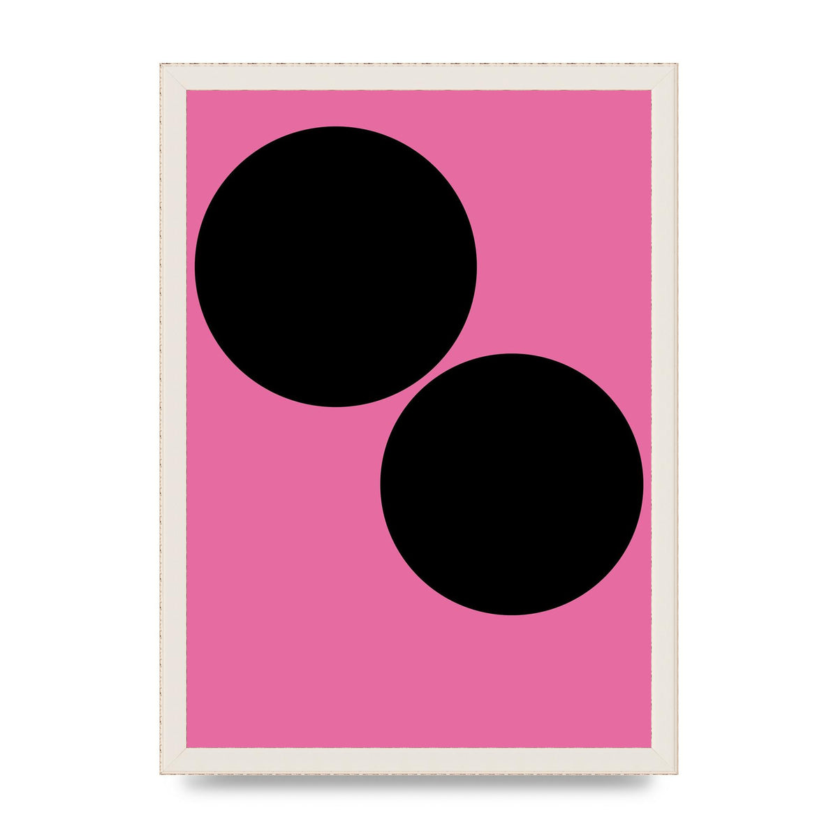 Minimalist Pink Black Circle Wall Art - A3 framed