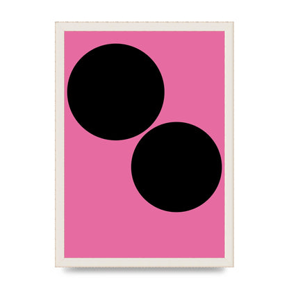 Minimalist Pink Black Circle Wall Art - A3 framed