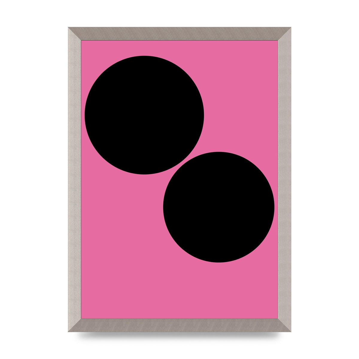 Minimalist Pink Black Circle Wall Art - A3 framed
