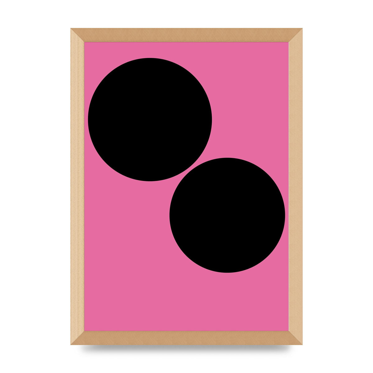 Minimalist Pink Black Circle Wall Art - A3 framed