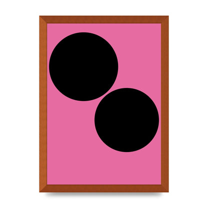 Minimalist Pink Black Circle Wall Art - A3 framed