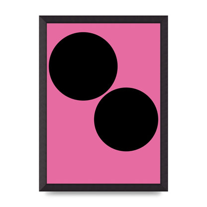 Minimalist Pink Black Circle Wall Art - A3 framed