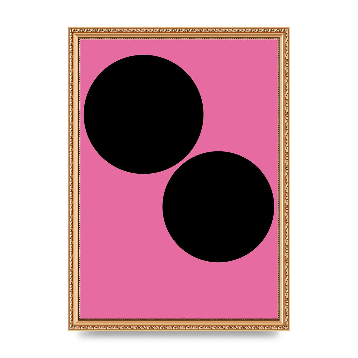 Minimalist Pink Black Circle Wall Art - A3 framed