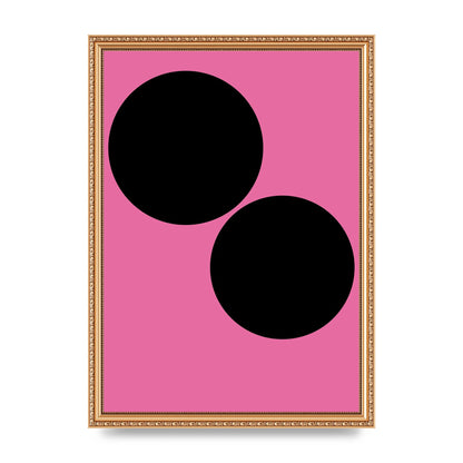 Minimalist Pink Black Circle Wall Art - A3 framed