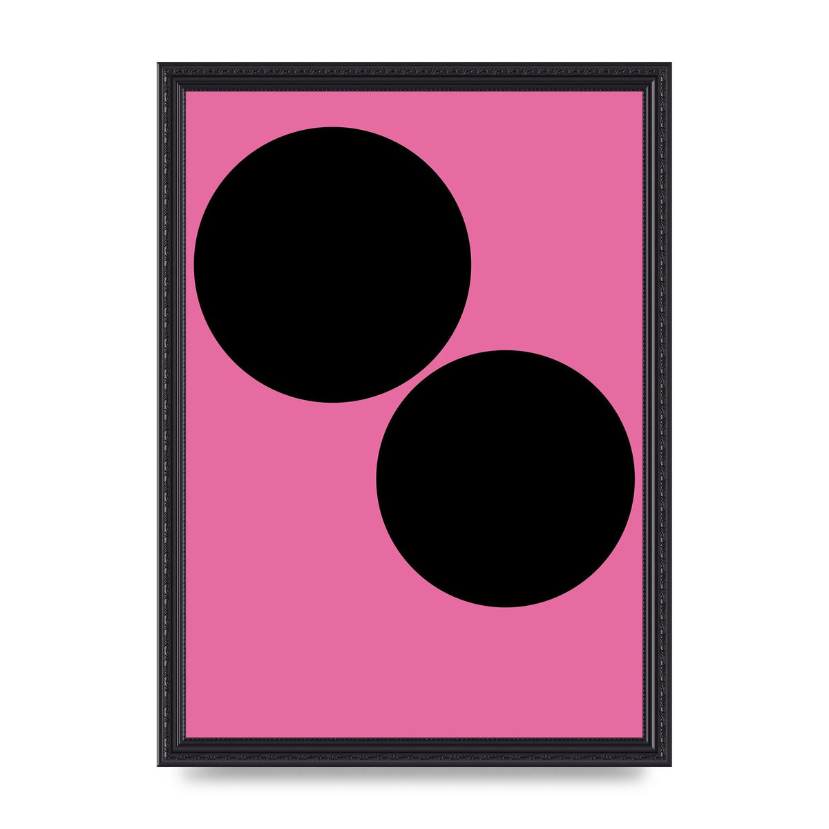 Minimalist Pink Black Circle Wall Art - A3 framed