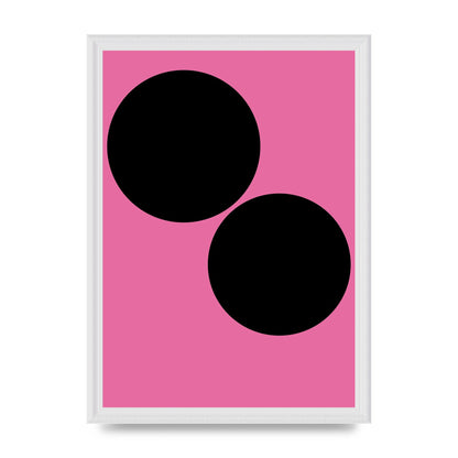 Minimalist Pink Black Circle Wall Art - A3 framed
