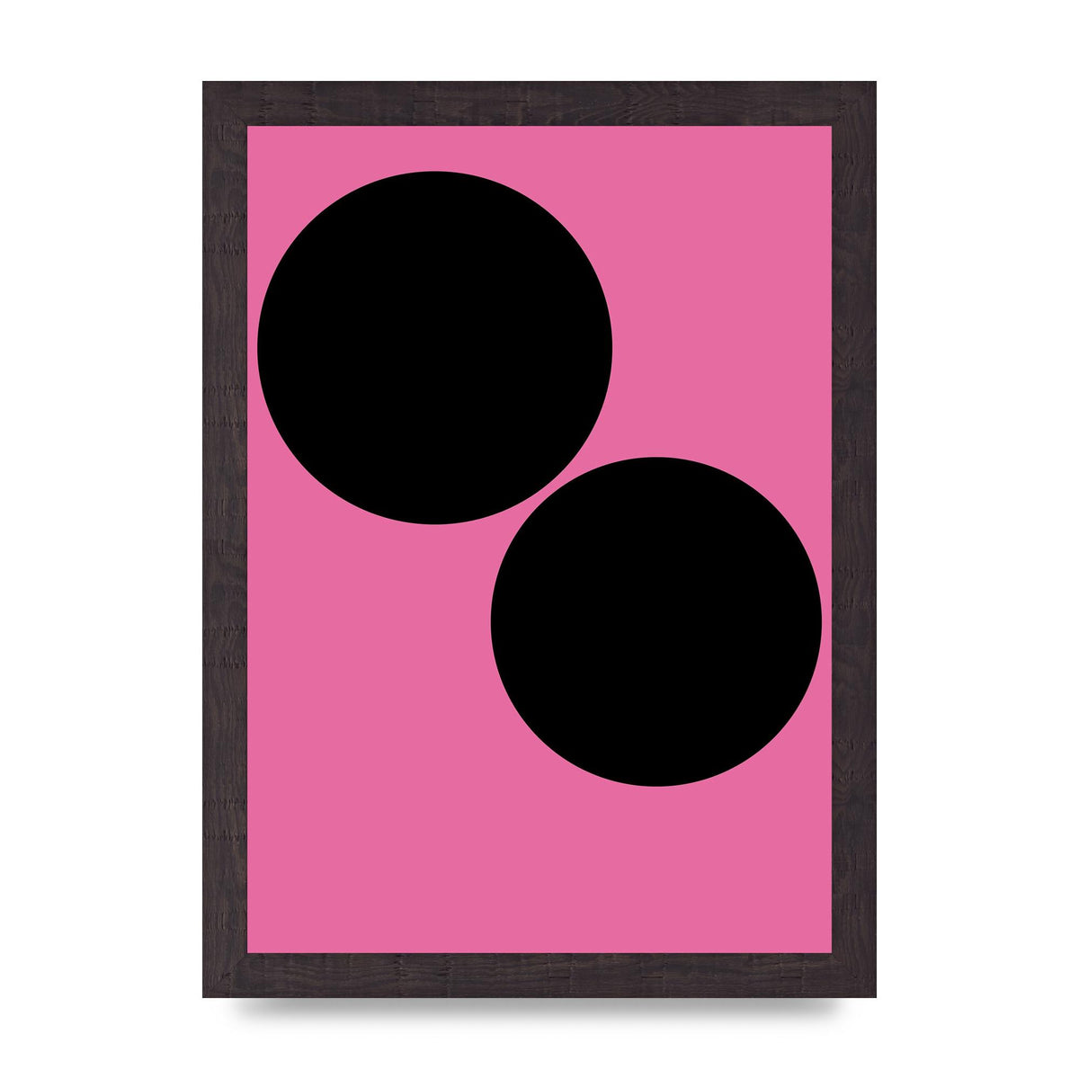 Minimalist Pink Black Circle Wall Art - A4 framed