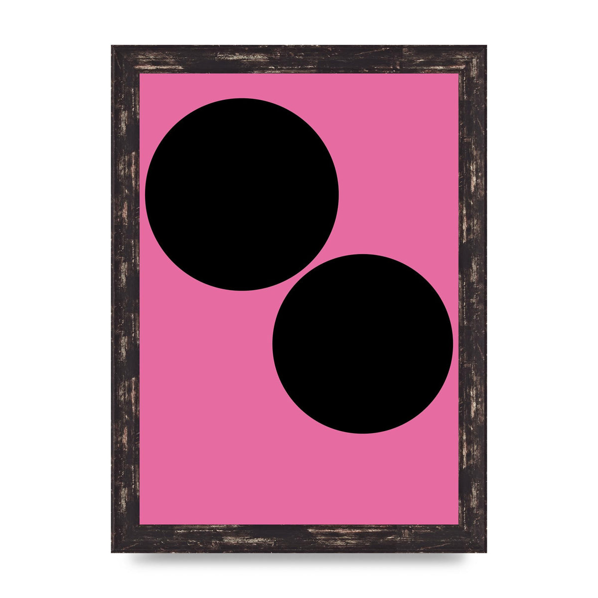 Minimalist Pink Black Circle Wall Art - A4 framed