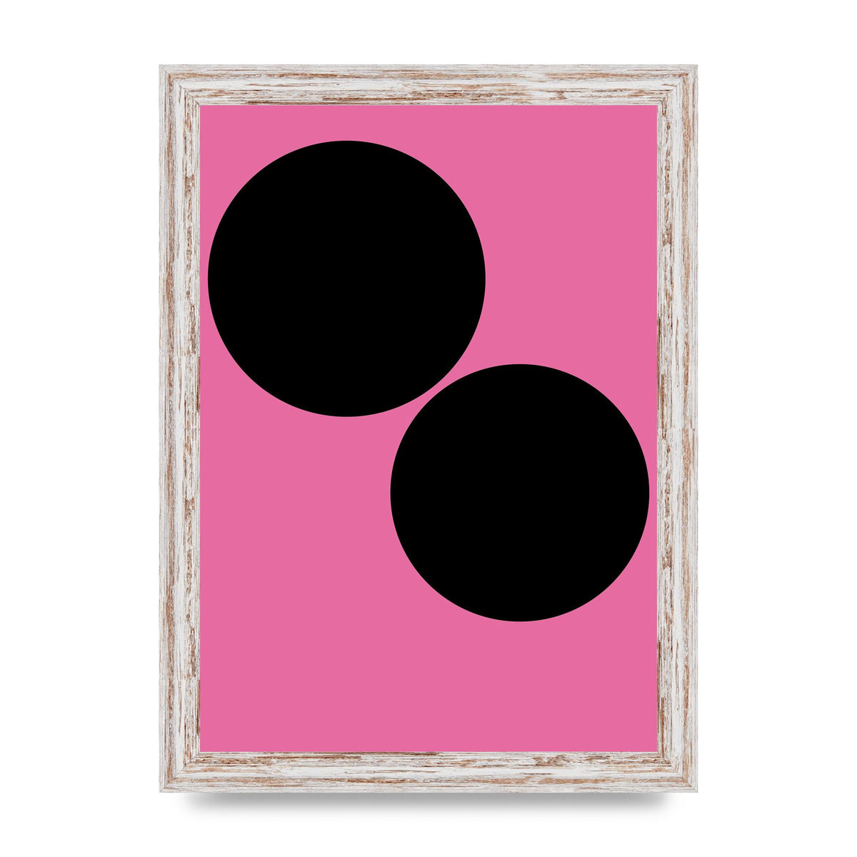 Minimalist Pink Black Circle Wall Art - A4 framed