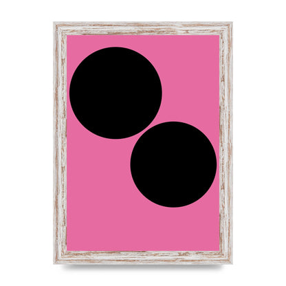 Minimalist Pink Black Circle Wall Art - A4 framed