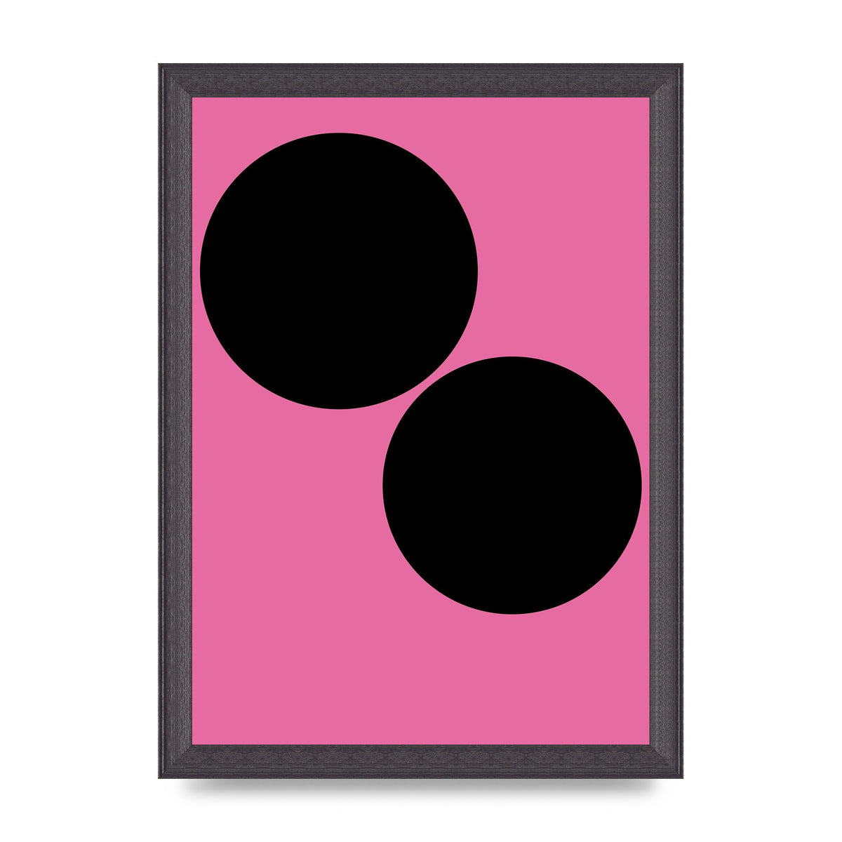 Minimalist Pink Black Circle Wall Art - A4 framed