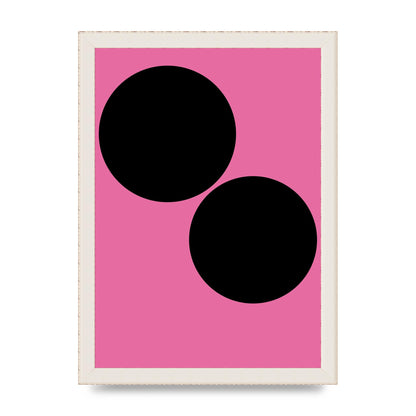 Minimalist Pink Black Circle Wall Art - A4 framed