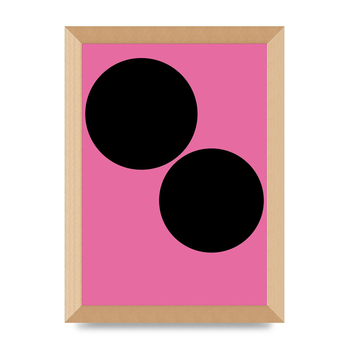 Minimalist Pink Black Circle Wall Art - A4 framed