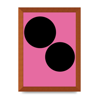 Minimalist Pink Black Circle Wall Art - A4 framed