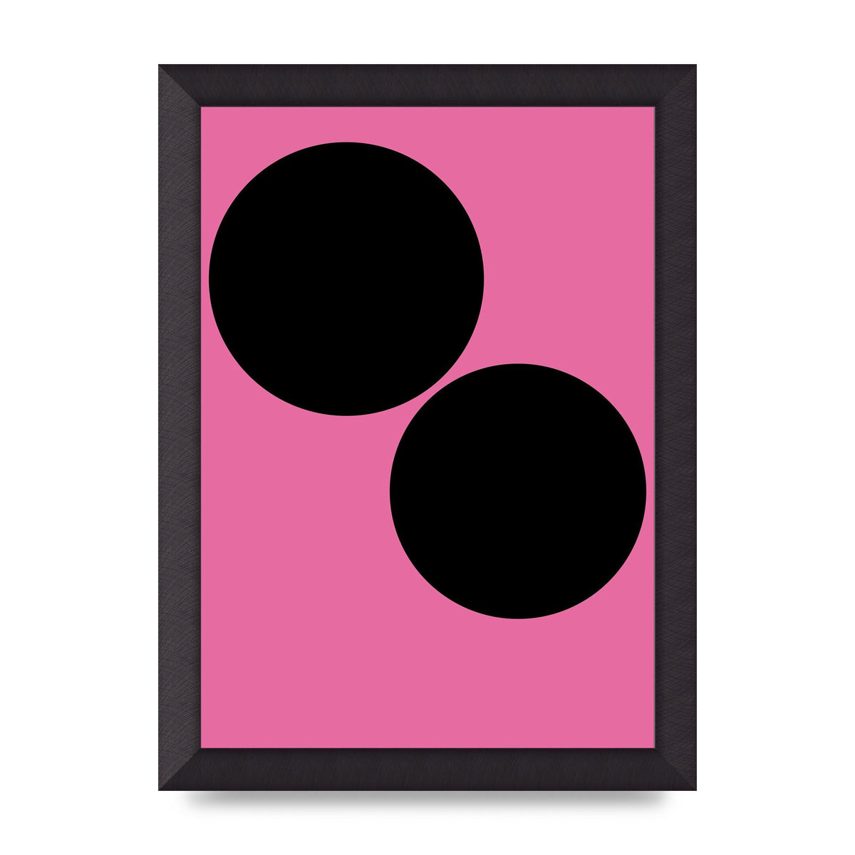 Minimalist Pink Black Circle Wall Art - A4 framed