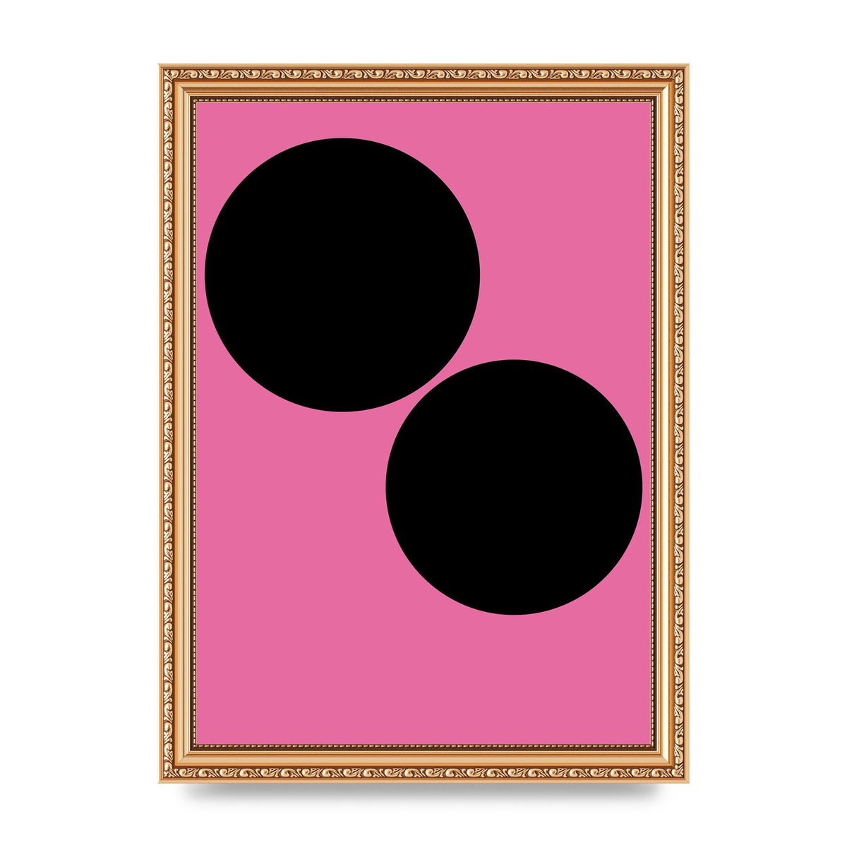 Minimalist Pink Black Circle Wall Art - A4 framed