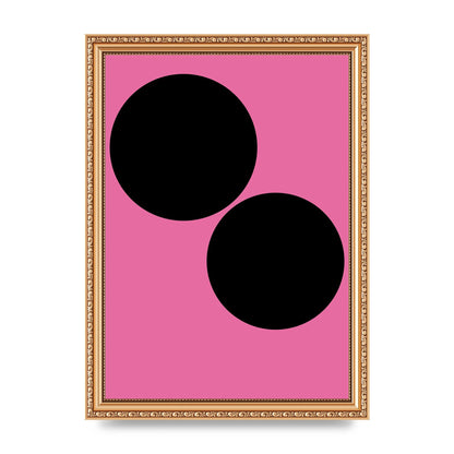 Minimalist Pink Black Circle Wall Art - A4 framed